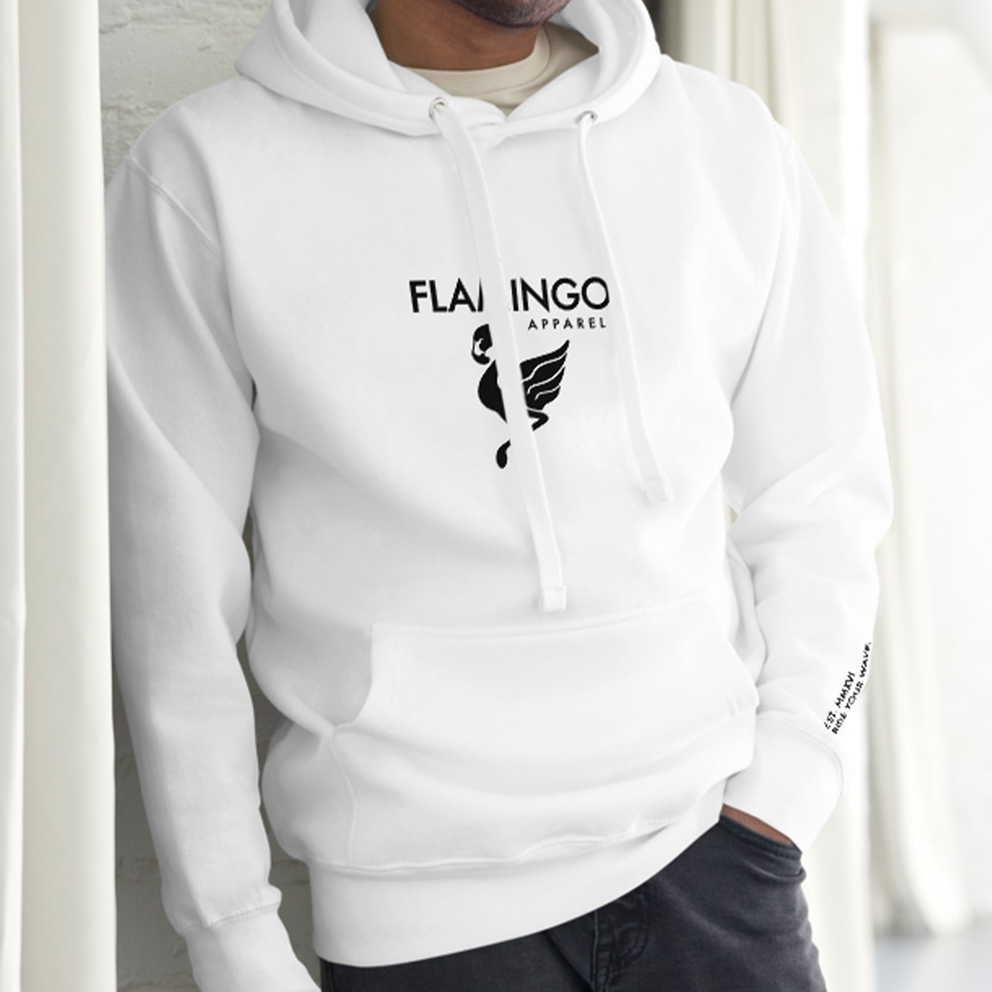 Flamingo Essentials Premium White Logo Hoodie